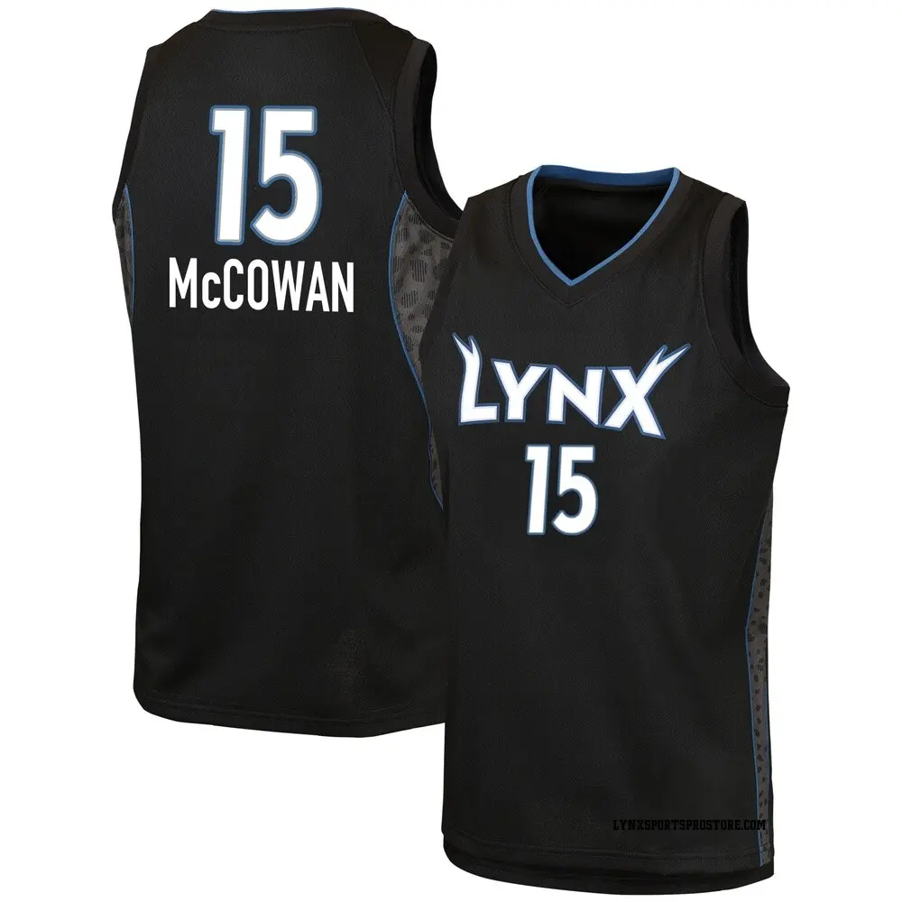 Youth Teaira McCowan ＃15 Rebel Edition Victory Black Minnesota Lynx Jersey